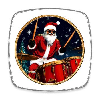 Batteur Noël - Magnet carré - blanc - Devant