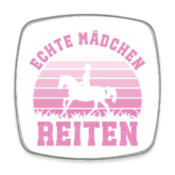 Cavalières de chevaux, femmes Vraies filles montant - Magnet carré - blanc - Devant