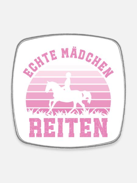 Pferde Reiterin Frauen Echte Mädchen Reiten  - Viereckiger Kühlschrankmagnet - Weiß