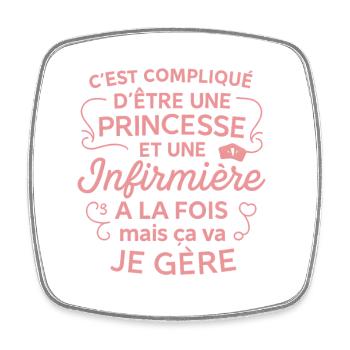 Princesse Infirmière Ça va je gère - Magnet carré - blanc - Devant