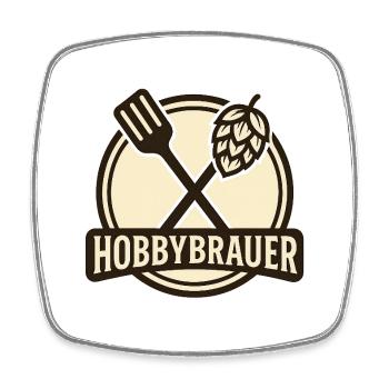 Hobbybrauer Logo Heimbrauen - Viereckiger Kühlschrankmagnet - Weiß - Vorne