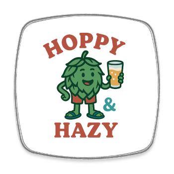 Hoppy & Hazy Hop Figurine - Square fridge magnet - white - Front