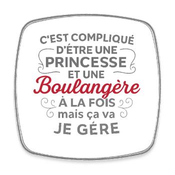 Princesse et Boulangère, ça va je gère - Magnet carré - blanc - Devant