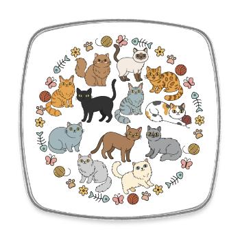 Cute Cats Colourful Kittens Illustration - Square fridge magnet - white - Front