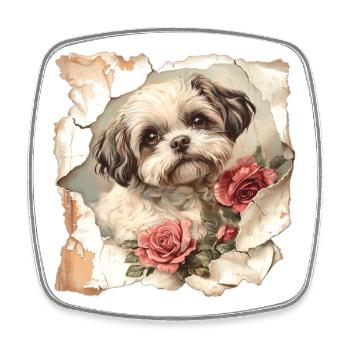 Shih Tzu - Viereckiger Kühlschrankmagnet - Weiß - Vorne