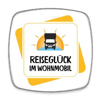 Bonheur de voyage en camping-car – Camper Design - Magnet carré - blanc - Devant