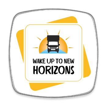 Wake Up To New Horizons – RV & Camping - Square fridge magnet - white - Front