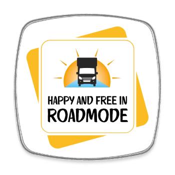 Happy and Free in Roadmode – Camper - Viereckiger Kühlschrankmagnet - Weiß - Vorne