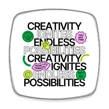 Creativity Ignites Endless Possibilities - Viereckiger Kühlschrankmagnet - Weiß - Vorne