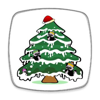 Christmas Raccoon Christmas Tree - Square fridge magnet - white - Front