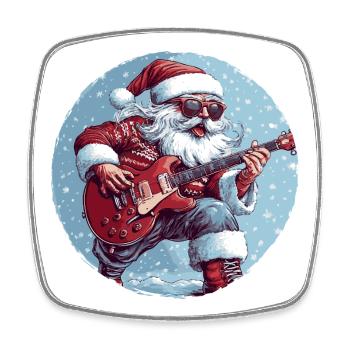 Weihnachtsmann Gitarre - Viereckiger Kühlschrankmagnet - Weiß - Vorne