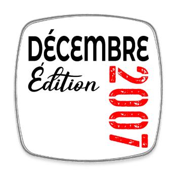 December 2007, 18th anniversary - Square fridge magnet - white - Front