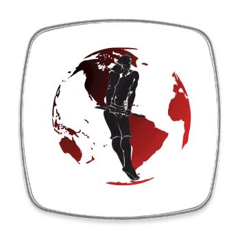 muscle up et  globe Rouge - Magnet carré - blanc - Devant