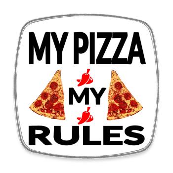 Pizza - Viereckiger Kühlschrankmagnet - Weiß - Vorne