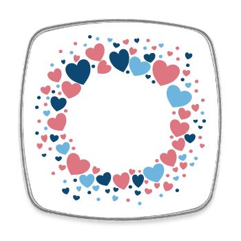 Herz Kranz Blau Rosa Blumenkranz - Viereckiger Kühlschrankmagnet - Weiß - Vorne