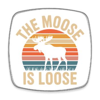 Moose Sunset ist locker - Viereckiger Kühlschrankmagnet - Weiß - Vorne