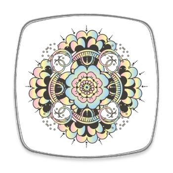 Ornement rond de mehndi pour le calme et la pleine conscience - Magnet carré - blanc - Devant