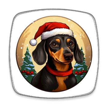 Dackel Christmas - Viereckiger Kühlschrankmagnet - Weiß - Vorne