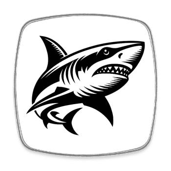 The ocean shark is calling and it has many teeth - Square fridge magnet - white - Front
