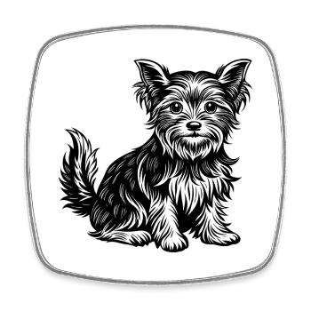 Yorkshire Terrier - Viereckiger Kühlschrankmagnet - Weiß - Vorne