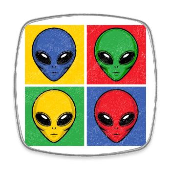 Extraterrestres Pop Art Pop Art Têtes d’extraterrestres Visages d’extraterrestres - Magnet carré - blanc - Devant