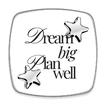 Dream Big Plan Well - Viereckiger Kühlschrankmagnet - Weiß - Vorne
