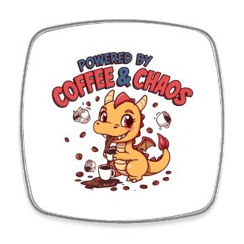 Drachen-Café-Chaos - Viereckiger Kühlschrankmagnet - Weiß - Vorne