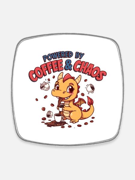 Dragon Café Chaos - Square fridge magnet - white
