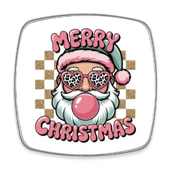 Merry Christmas Santa Leopardenbrille - Viereckiger Kühlschrankmagnet - Weiß - Vorne