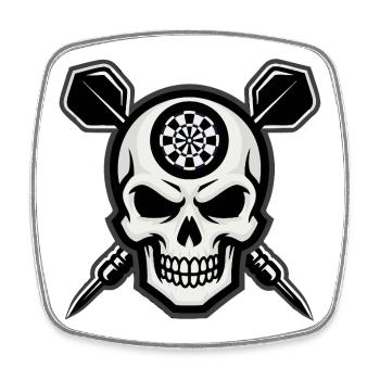 Dart Skull Pub Style - Square fridge magnet - white - Front
