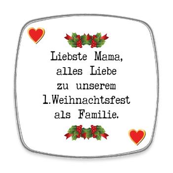 Erstes Weihnachten Baby Mama Familie - Viereckiger Kühlschrankmagnet - Weiß - Vorne