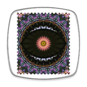 Kaleidoscope Mandala Neon Pattern - Square fridge magnet - white - Front