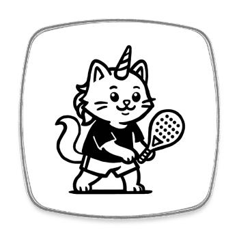 Chat licorne padel  - Magnet carré - blanc - Devant
