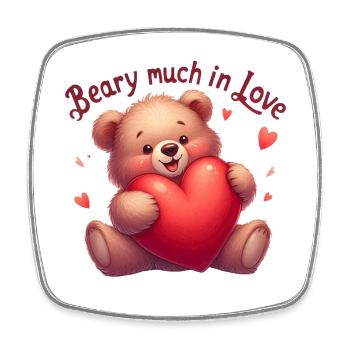 Teddy bear with a heart for lovers - Square fridge magnet - white - Front