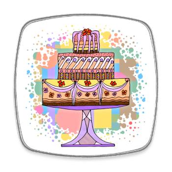 Cake - Square fridge magnet - white - Front