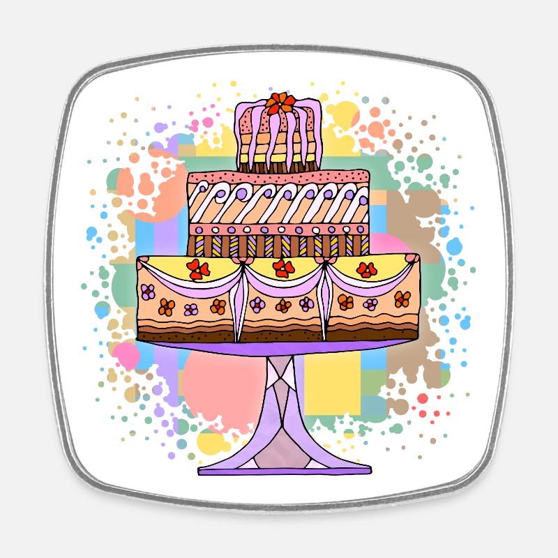 Kuchen - Viereckiger Kühlschrankmagnet - Weiß