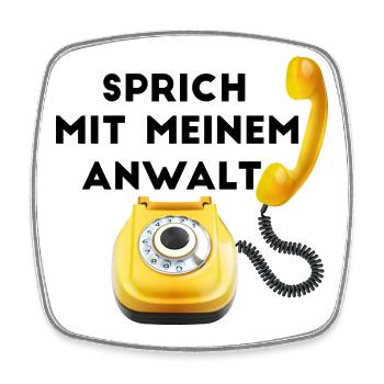 Gelbes Retrotelefon - Viereckiger Kühlschrankmagnet - Weiß - Vorne