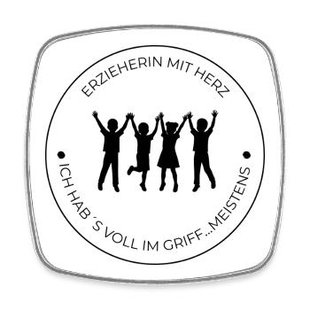 Erzieherin mit Herz – Geschenk für Kita - Viereckiger Kühlschrankmagnet - Weiß - Vorne