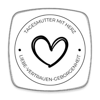 Tagesmutter mit Herz - Geschenkidee -Tagesmama - Viereckiger Kühlschrankmagnet - Weiß - Vorne