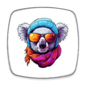 Cool Koala Cartoon Kawaii Winter Vibes Art - Square fridge magnet - white - Front