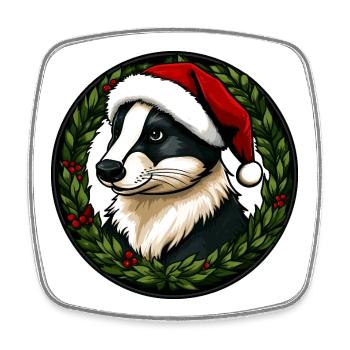 Weihnachten Dachse - Viereckiger Kühlschrankmagnet - Weiß - Vorne