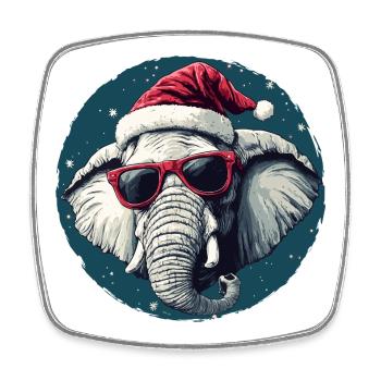 Elephant Santa with sunglasses - Square fridge magnet - white - Front