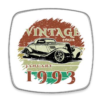 33. Geburtstag - Klassiker - Vintage since 01/1993 - Viereckiger Kühlschrankmagnet - Weiß - Vorne