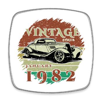 44th Birthday - Classic - Vintage since 01/1982 - Square fridge magnet - white - Front