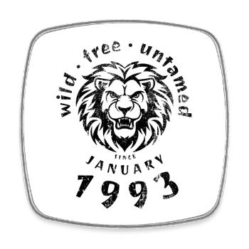 33. Anniversaire Sauvage, libre et indompté depuis 01/1993 - Magnet carré - blanc - Devant