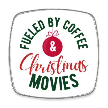 Alimentés par le café et les films de Noël - Magnet carré - blanc - Devant