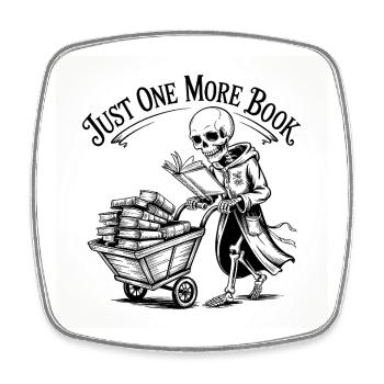 Just one more Book - Funny T-Shirt - Square fridge magnet - white - Front