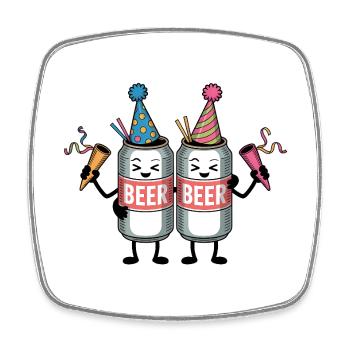 Beer Can Birthday - Funny T-Shirt - Square fridge magnet - white - Front