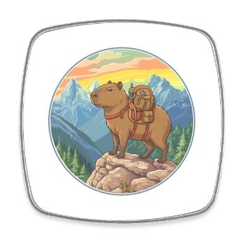 Randonnée de camping en montagne à Capybara mignonne - Magnet carré - blanc - Devant