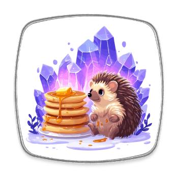 Hérisson avec des pancakes et des cristaux - Magnet carré - blanc - Devant